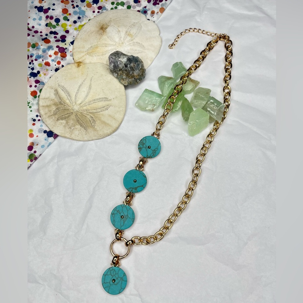 Gold and Dyed Howlite Necklace